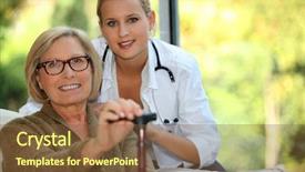  Presentation with older woman - Beautiful slides featuring home nursing - older woman with a nurse backdrop and a tawny brown colored foreground
