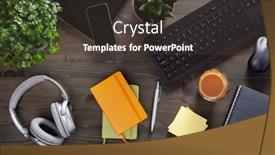  Presentation with home office - Colorful slide deck enhanced with home-office-desk-with-keyboard backdrop and a dark gray colored foreground