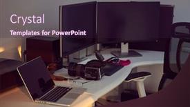  Presentation with home office - PPT layouts featuring home-office-photographer-workplace background and a wine colored foreground