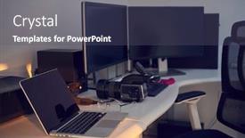  Presentation with home office - Slide deck consisting of home-office-photographer-workplace background and a dark gray colored foreground