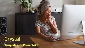  Presentation with remote working - Audience pleasing PPT theme consisting of home-office-remote-work-series backdrop and a tawny brown colored foreground