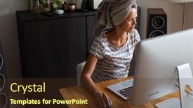  Presentation with remote working - Slide deck with home-office-remote-work-series background and a tawny brown colored foreground