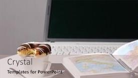  Presentation with home office - Amazing PPT theme having home office setup backdrop and a mint green colored foreground