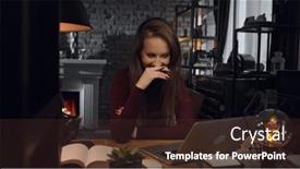  Presentation with winter video - Audience pleasing presentation theme consisting of home-office-woman-working backdrop and a tawny brown colored foreground