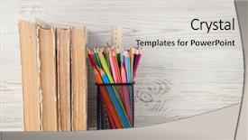  Presentation with home office - Slide set having ruler science - home office workplace with old background and a light gray colored foreground