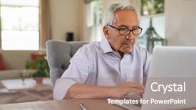  Presentation with senior living - Cool new presentation with home old man using computer backdrop and a coral colored foreground