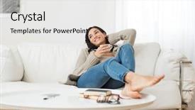  Presentation with hot tea - PPT theme having home on a bright winter background and a light gray colored foreground