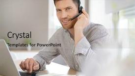  Presentation with sales - Cool new slides with home on laptop computer backdrop and a light gray colored foreground