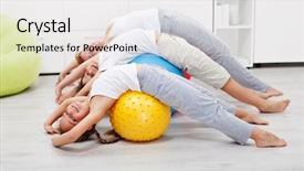  Presentation with healthy people - PPT layouts consisting of home on large gymnastic ball background and a white colored foreground