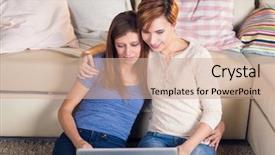  Presentation with communicate - PPT theme having home on the couch work background and a  colored foreground