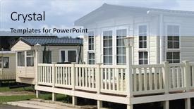  Presentation with trailer park - PPT theme having home or trailer in park background and a light blue colored foreground