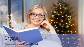  Presentation with christmas holidays - Slide deck featuring home over christmas tree light background and a light blue colored foreground