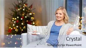  Presentation with christmas holidays - Amazing PPT theme having home over christmas tree backdrop and a  colored foreground