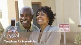  Presentation with african american black couple - PPT layouts enhanced with home ownership - cheerful african american couple taking background and a coral colored foreground