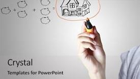  Presentation with whiteboard - Colorful PPT layouts enhanced with home ownership - hand drawing house backdrop and a  colored foreground