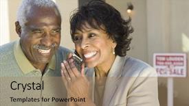  Presentation with cell - Amazing slide deck having home ownership - portrait of happy couple holding backdrop and a coral colored foreground