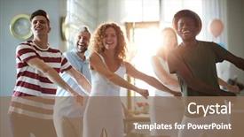  Presentation with molecular dynamic simulation - Slide deck with home party and having fun background and a violet colored foreground