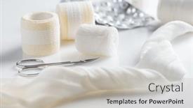  Presentation with first aid kit - Presentation design featuring home-pharmacy-first-aid-kit background and a light gray colored foreground