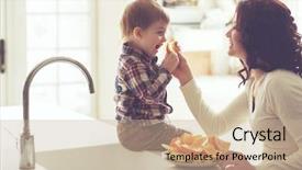  Presentation with mother baby animation - Presentation design with home photo toned still life background and a coral colored foreground