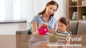  Presentation with pregnant mother - Colorful slides enhanced with home plant and watering can backdrop and a coral colored foreground
