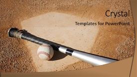  Presentation with baseball home plate - PPT theme with home plate - baseball and bat background and a coral colored foreground