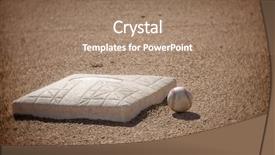  Presentation with baseball home plate - PPT theme featuring home plate - baseball infield background background and a coral colored foreground