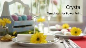  Presentation with table setting - PPT theme with home plate - beautiful holiday easter table setting background and a soft green colored foreground