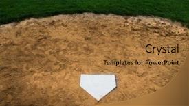  Presentation with baseball home plate - Amazing slide deck having home plate baseball sport american backdrop and a coral colored foreground