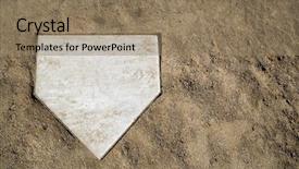  Presentation with baseball home plate - Presentation design featuring home plate on baseball field background and a  colored foreground