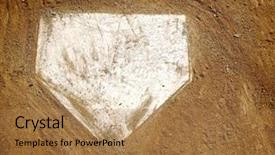  Presentation with baseball home plate - Colorful slide deck enhanced with home plate on baseball field backdrop and a coral colored foreground