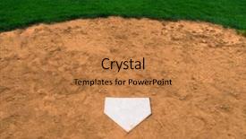  Presentation with baseball home plate - Slides with home plate on baseball field background and a coral colored foreground