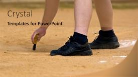  Presentation with home - Presentation design having home-plate-umpire-cleans background and a coral colored foreground