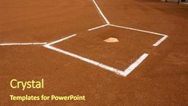  Presentation with baseball home plate - Colorful slide deck enhanced with baseball field at home plate with chalk lines backdrop and a tawny brown colored foreground