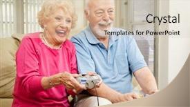  Presentation with video games playing - Audience pleasing presentation theme consisting of home playing video games backdrop and a lemonade colored foreground