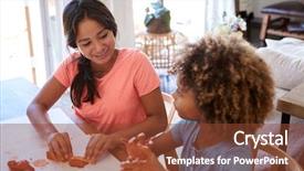  Presentation with teen - Beautiful PPT theme featuring home playing with modelling clay backdrop and a tawny brown colored foreground