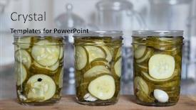  Presentation with pickle - Slide set having home-preserved-dill-pickle-slices background and a light gray colored foreground