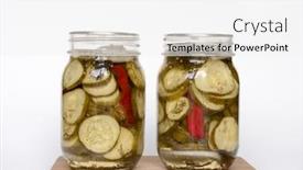  Presentation with pickle - Audience pleasing presentation consisting of home-preserved-hot-dill-pickle backdrop and a white colored foreground