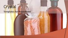  Presentation with cosmetic - Amazing theme having home products - cosmetic bottles isolated on white backdrop and a  colored foreground