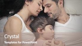  Presentation with portrait of a sleeping sloth - Amazing PPT layouts having home protection - sleeping family backdrop and a coral colored foreground