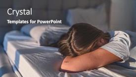  Presentation with sleepiness - Beautiful theme featuring home-quarantine-self-isolation-woman backdrop and a dark gray colored foreground