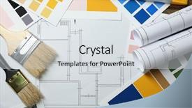  Presentation with traditional musical instruments angklung wood - Beautiful PPT layouts featuring home remodeling - construction instruments plan and brushes backdrop and a light gray colored foreground