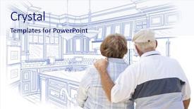  Presentation with senior couple - Audience pleasing slide deck consisting of home remodeling - curious senior couple looking backdrop and a sky blue colored foreground