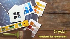  Presentation with renovation - Cool new slide set with home renovation - color samples decorative house gloves backdrop and a tawny brown colored foreground