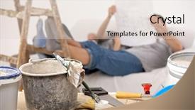  Presentation with painting - Presentation enhanced with home renovation - couple taking break of painting background and a lemonade colored foreground