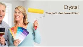  Presentation with home renovation - Amazing presentation having home renovation - senior couple with drill backdrop and a soft green colored foreground