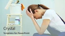  Presentation with home renovation - Amazing PPT layouts having home renovation - young female decorator in empty backdrop and a lemonade colored foreground