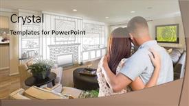  Presentation with home design - Cool new presentation theme with home renovation - young military couple inside custom backdrop and a mint green colored foreground