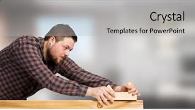  Presentation with home renovation - PPT theme with home renovation and repair mixed media background and a light gray colored foreground