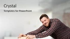  Presentation with home renovation - Amazing PPT theme having home renovation and repair mixed media backdrop and a light gray colored foreground