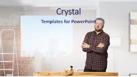  Presentation with home renovation - Theme having home renovation and repair mixed media background and a sky blue colored foreground